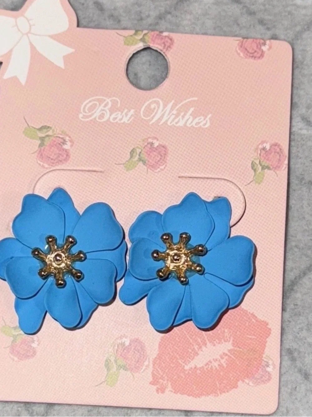 Blue Floral Statement Earrings